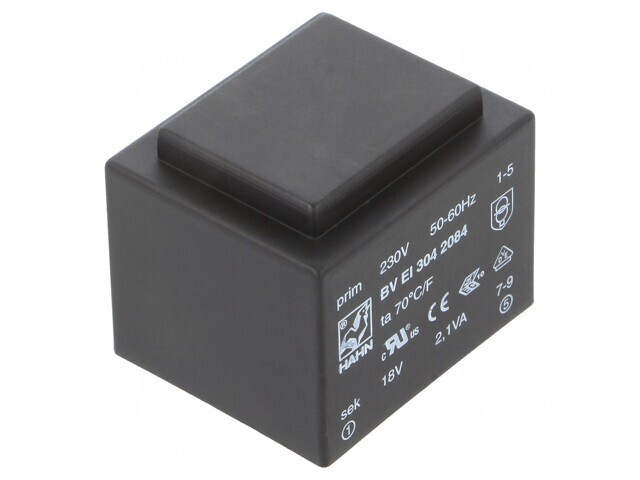 Transformator &Icirc;ncapsulat 2,1VA 230V 18V 117mA PCB