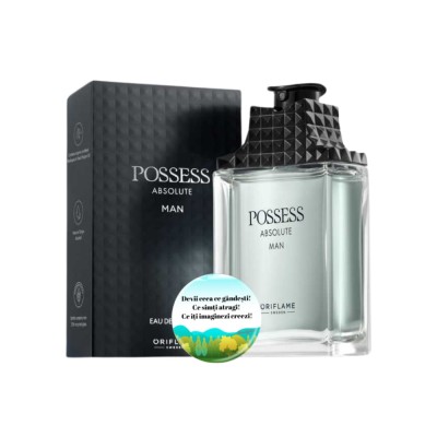 Set complet pentru El, Apa de parfum pentru barbati Possess Absolute Man 75 ml, insotit de insigna Dactylion cu mesaj motivational foto