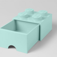 LEGO Cutii depozitare: Cutie depozitare LEGO 2x2 cu sertar, aqua