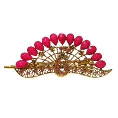 Clama de par in forma de Paun, Vintage, 12 cm, Roz, 67BJ