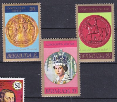 DB1 Bermuda 1978 QEII 25 Ani Incoronare 3 v. MNH foto