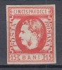 ROMANIA 1869 LP 27 REGELE CAROL I CU FAVORITI 15 BANI ROSU INCHIS SARNIERA, Nestampilat