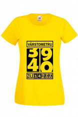 TRICOU DAMA PERSONALIZAT MESAJ ANIVERSARE 40 ANI- VARSTOMETRU foto