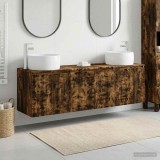 Cumpara ieftin Set dulap baie 3 buc. Stejar fumuriu 161,5 x 44,5 x 80 cm