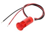Lampă LED roșu deschis &Oslash;10mm plată APEM QS103XXHR220 pentru control cabluri