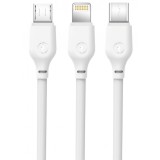 Cablu Incarcare USB-A - Lightning / microUSB / USB-C XO Design NB103 3in1, 10W, 1m, Alb