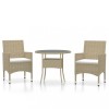 Set mobilier de gradina, 3 piese, bej, poliratan