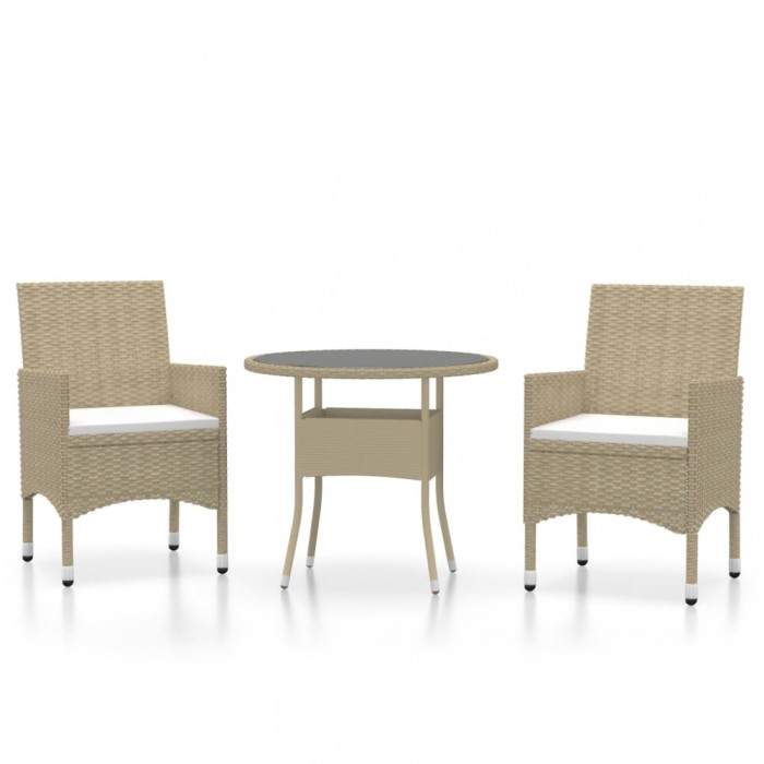 Set mobilier de gradina, 3 piese, bej, poliratan