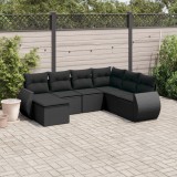 Cumpara ieftin Gossi set canapele de gradina cu perne, 7 piese, negru, poliratan