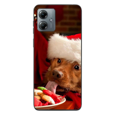 Husa compatibila cu Motorola Moto G14 Silicon Gel Tpu Model Craciun Dog Eating Cookies foto