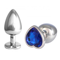 Dop Anal Hearty Buttplug, Large, Argintiu/Albastru Inchis, Passion Labs