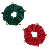 Elastice Textile Catifelate Verde Rosu cu Clopote Aurii pentru Decorațiuni de Cr, CMCLASS