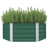 VidaXL Strat &icirc;nălțat de grădină, verde, 129x129x46 cm, oțel galvanizat