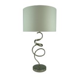 Cumpara ieftin Veioza Valou E27 aluminiu argintiu si abajur din tesatura alba 35x35x65 cm