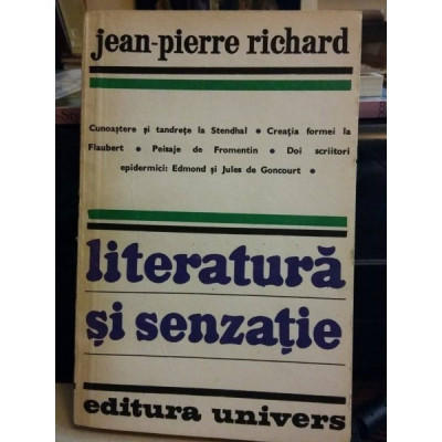 LITERATURA SI SENZATIE-JEAN-PIERRE RICHARD,BUC.1980 foto