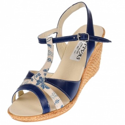 Sandale dama, din piele naturala, Toc 8 cm, Albastru Indigo, S48BLBOX foto