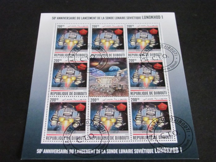 50 Ani de la Lansarea Sondei Lunare Sovietice Lunokhod 1 - Bloc Filatelic Djibouti 2020