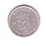 Moneda Norvegia 1 krone 1956, stare buna, curata