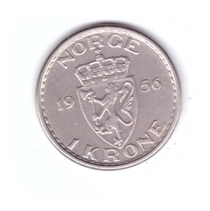 Moneda Norvegia 1 krone 1956, stare buna, curata