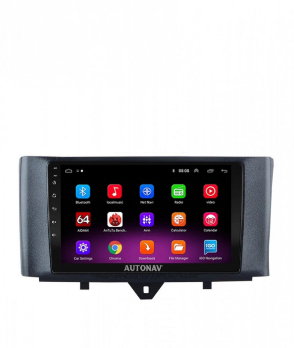Navigatie Smart Fortwo 2010-2014 AUTONAV PLUS Android GPS Dedicata, Model Classic, Memorie 16GB Stocare, 1GB DDR3 RAM, Display 9&quot; Full-Touch, WiFi, 2
