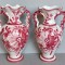 Set 2 vaze ceramice 32cm tip amfore, motive florale pictate manual, vintage