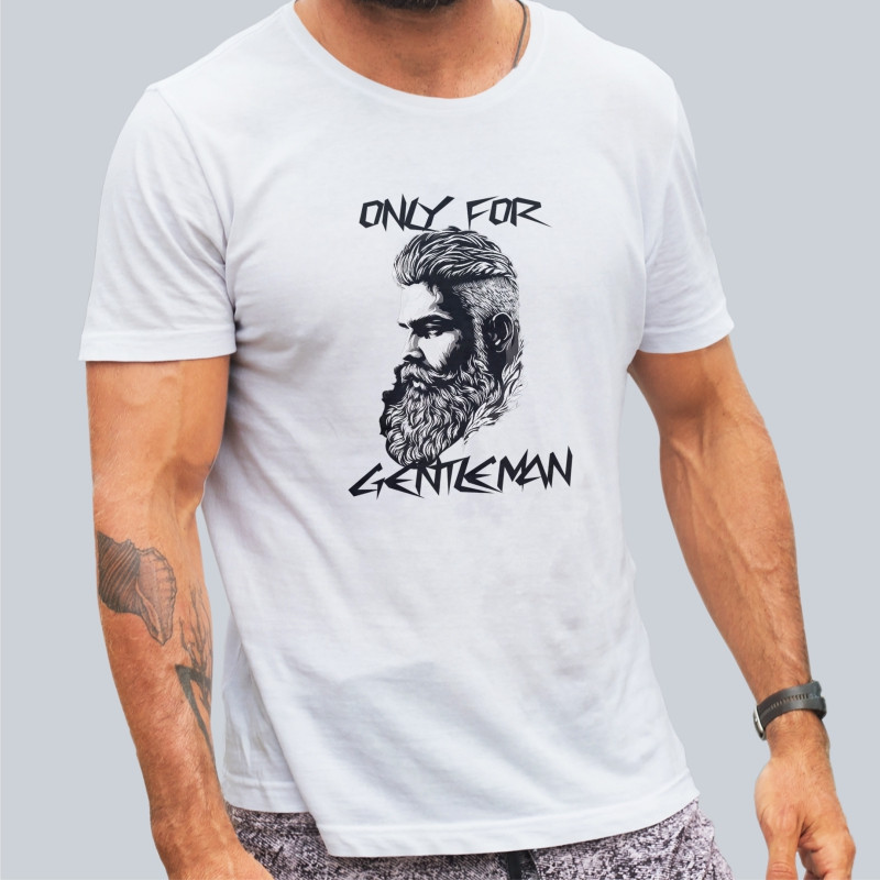 Tricou personalizat barbat " BEARD GENTLEMAN", Alb, Marime XL | Okazii.ro