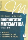 Cumpara ieftin Memorator matematica. Clasele 5-8. Algebra, geometrie plana, geometrie in spatiu/Petre Simion, Victor Nicolae, Niculescu