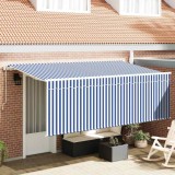 Cortina Retractabilă Manual Albastru și Alb 400 x 200 cm