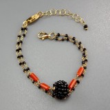 Cumpara ieftin Brățară Rozariu Argint 925 Placat Aur Roz cu Spinel Negru și Coral Roșu Natural, 19-23cm, Ajustabilă