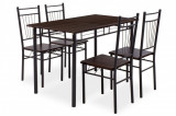 Set masa si 4 scaune Roza, Pakoworld, 120x70x75 cm, MDF, maro/negru
