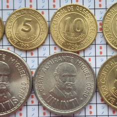 Set 7 monede Peru 1, 5, 10, 20, 50 centimos 1, 5 intis 1985 - 1988 UNC - A023