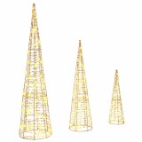 vidaXL Brad de Crăciun cu 90 LED 3 pcs Alb cald 20 x 20 x 80 cm PET 42019020