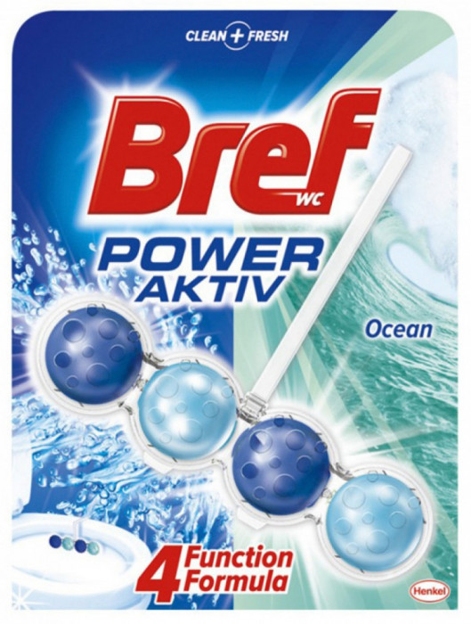 Bref Power Aktiv Ocean, Odorizant Solid Pentru Toaleta, Bilute - 50 Grame