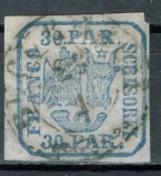 Timbru Principatele Unite 1862 30 parale LP 10 - Cap de Bour și Vultur