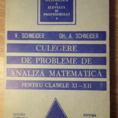 CULEGERE DE PROBLEME ANALIZA MATEMATICA PENTRU CLASELE XI-XII-V. SCHNEIDER, GHEORGHE-ADALBERT SCHNEIDER