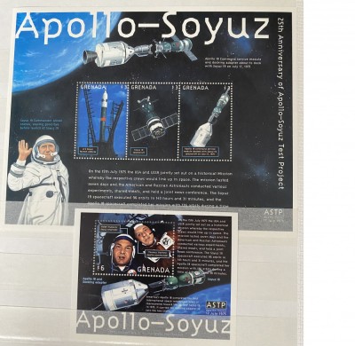 PC11 - GRENADA 2000 COSMOS/ Spatiu/ Aniversare &amp;quot;Apollo-Soyuz&amp;quot; Joint Project 2 X Bloc MNH foto