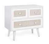 Cumpara ieftin Comoda cu 3 sertare din mdf gri patinat si textil natur Montiel 60 cm x 33 cm x 54.5 h