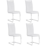 Set de 4 scaune de sufragerie cantilever, Alb | Aosom Romania