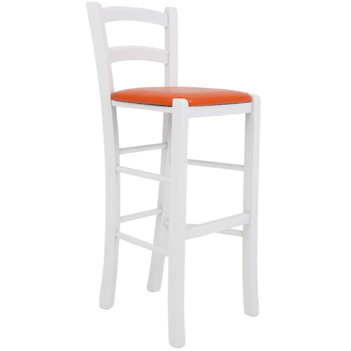 Scaun Paesana bar - cadru alb - imitatie piele portocaliu - 21895