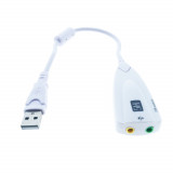 Cumpara ieftin Placa de sunet externa USB, virtual 7.1 channel, cablu 20 cm, alba