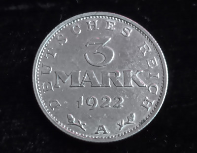 M3 C50 - Moneda foarte veche - 3 marci - mark - Germania - 1922 foto