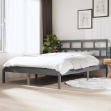 VidaXL Cadru de pat, gri, 140x190 cm, lemn masiv de pin