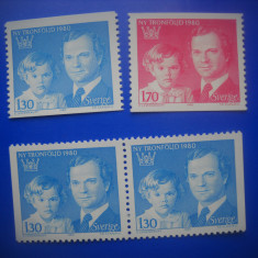 HOPCT TIMBRE SUEDIA MNH 1021 FAMILIA REGALA-VARIANTE -4 VALORI 1980-NESTAMPILAT