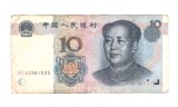 Bancnota China 10 yuan 1999, circulata, stare buna