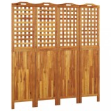Paravan de camera 4 panouri 162x2x180 cm lemn masiv de acacia