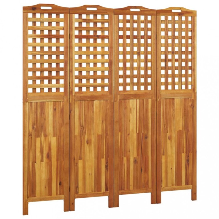 Paravan de camera 4 panouri 162x2x180 cm lemn masiv de acacia