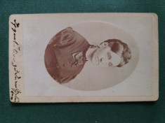 fotografie galerie ,atelier A.BREUNING-HANAU -GERMANIA ,dimensiuni 11 cm x 6 cm, anii 1890 , DOAMNA MARGARETE ZITTERMANN ,in oval evidentiat