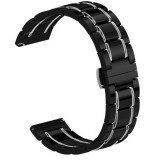 Bratara ceramica, compatibila Huawei Watch Fit 3, adaptor inclus, telescoape Quick Release, Black Silver
