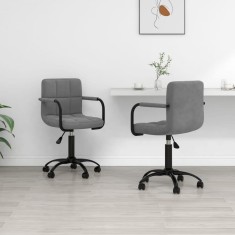 vidaXL Scaune de bucătărie pivotante, 2 buc, gri &icirc;nchis, catifea 334722