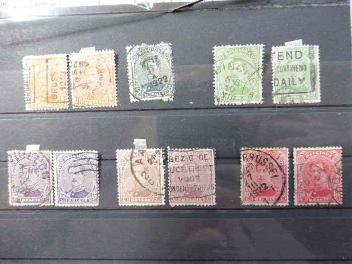Belgia 1915, Lot timbre, Regele Albert I, deparaiate, stampilate, sarniera (T19)